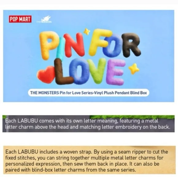 POP MART Labubu Monsters Pin For Love, Plush Pendant Confirmed "Y" - Picture 5 of 6